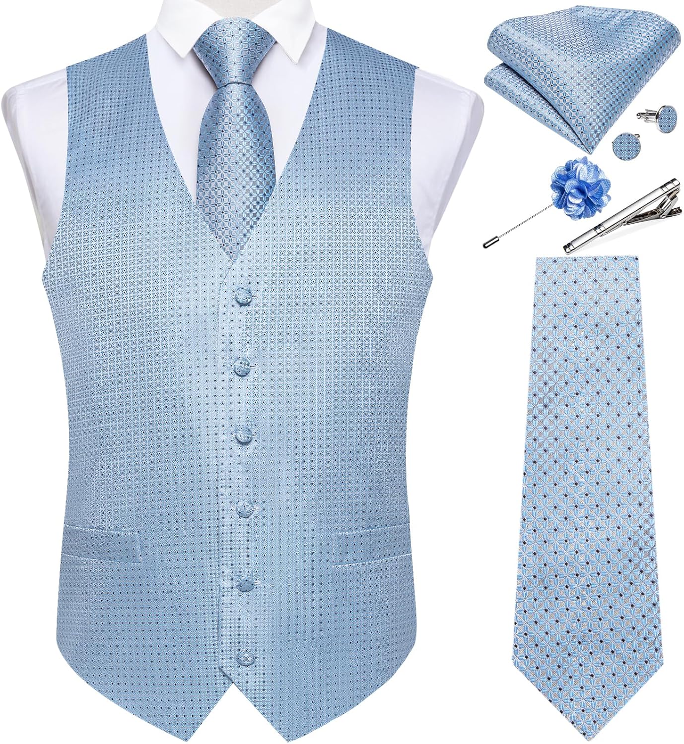 DiBanGu Mens Vest and Tie Set for Formal Events and Weddings