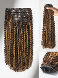 LUVME Clip in Hair Extensions Real Human Hair - Kinky Curly 18in