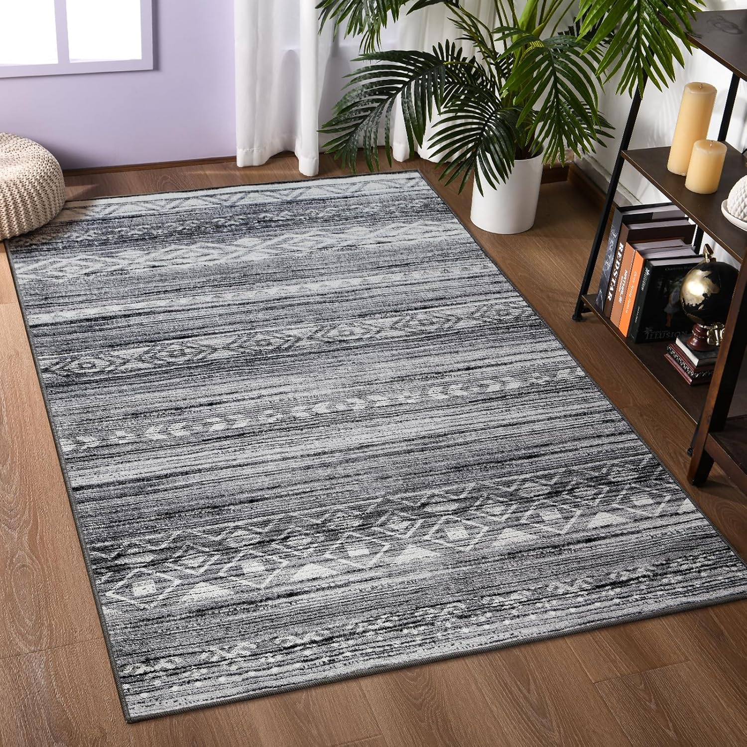 Luxury Washable Moroccan Rug - Farmhouse Chic 5X7 Area Carpet