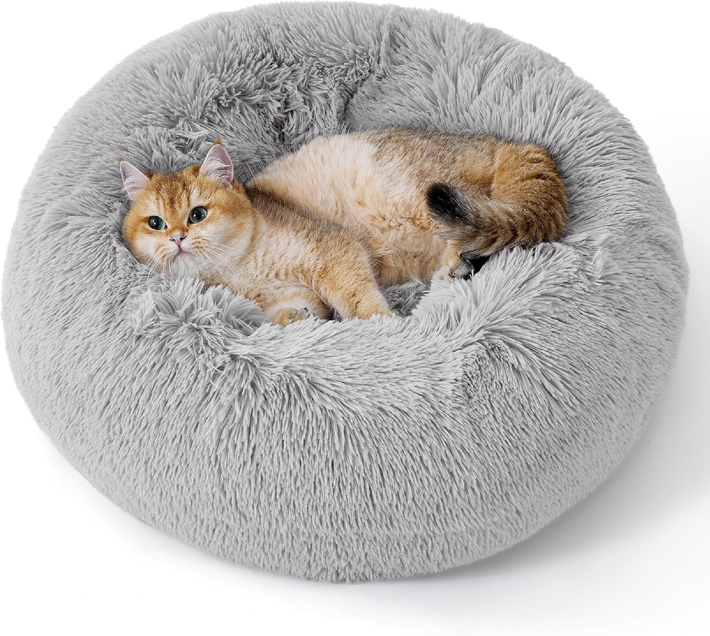 Calming Cat Beds for Indoor Cats - Plush Faux Fur Pet Bed