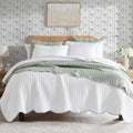 White Queen Quilt Bedding Set Scalloped Farmhouse Coverlet - Cozy Look
