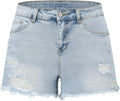 THUNDER STAR Women Mid Rise Ripped Stretchy Jeans Shorts for Summer