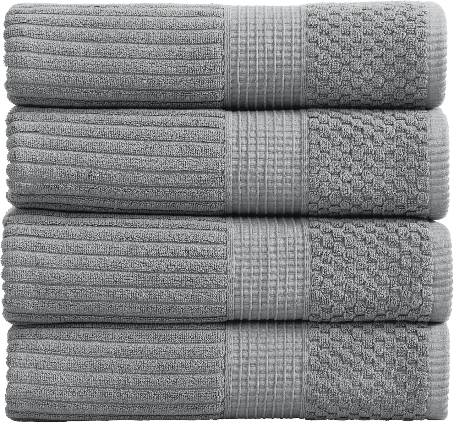 100% Cotton Bath Towel Set of 4 - Super Soft & Absorbent