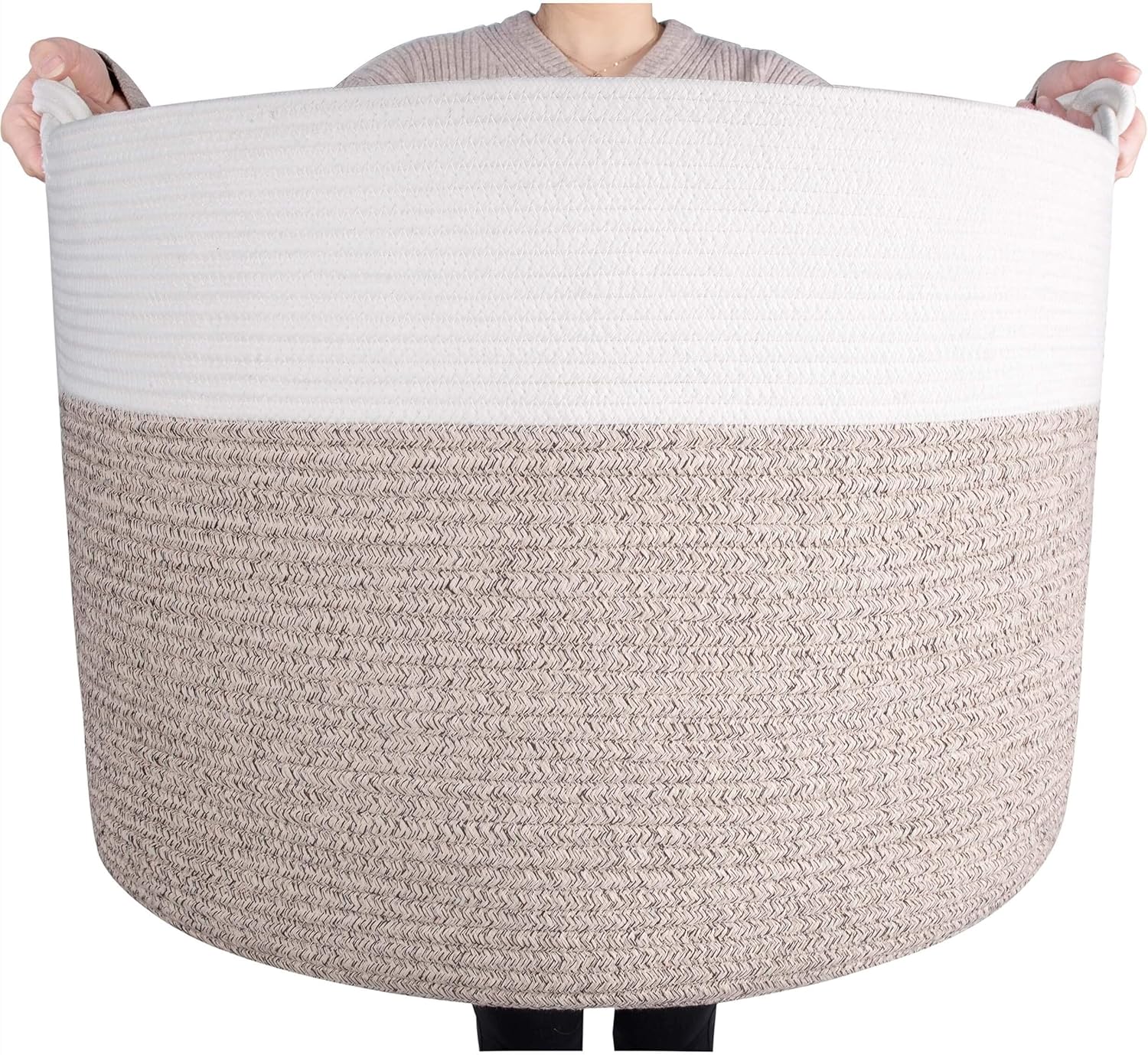 Extra Large Decorative Woven Cotton Rope Storage Basket Bin