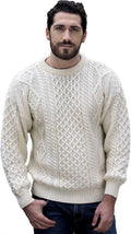 Aran Crafts Irish Soft Cable Knitted Crew Neck Sweater - Warm