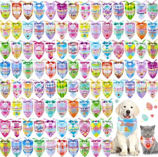Easter Plaid Dog Bandanas Bulk - 100 Pcs for Pets' Festivities