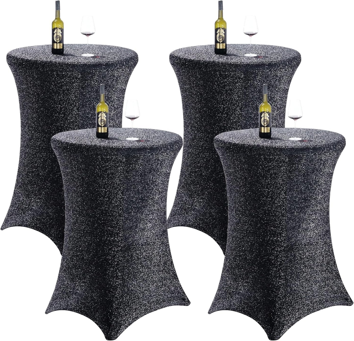Sparkling Black Glitter Tablecloth Set for Elegant Events