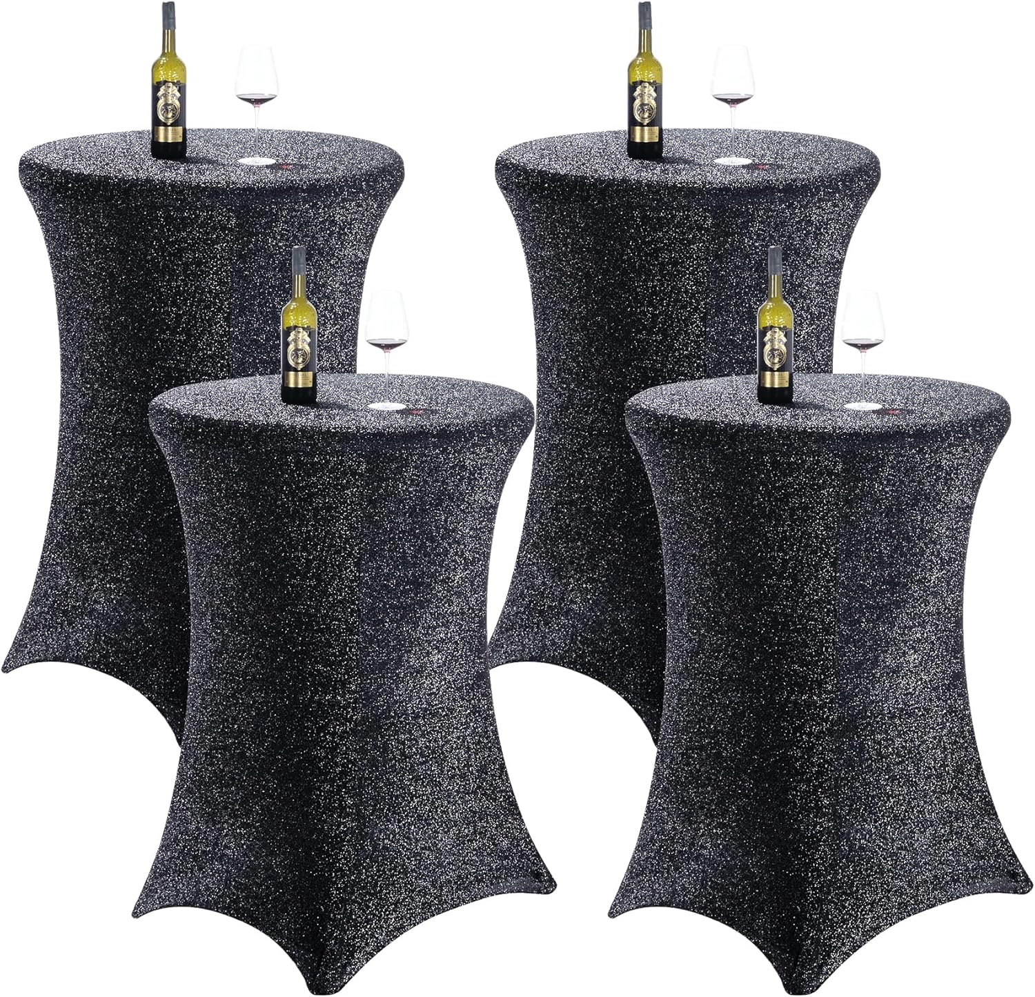 Sparkling Black Glitter Tablecloth Set for Elegant Events