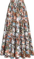 Arolina Women's Summer Maxi Skirt High Waist Pleated Ruffle - Flowy
