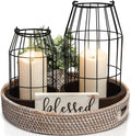 Rustic Farmhouse Lantern Decor Set of 2 - Stylish Rustic Lanterns