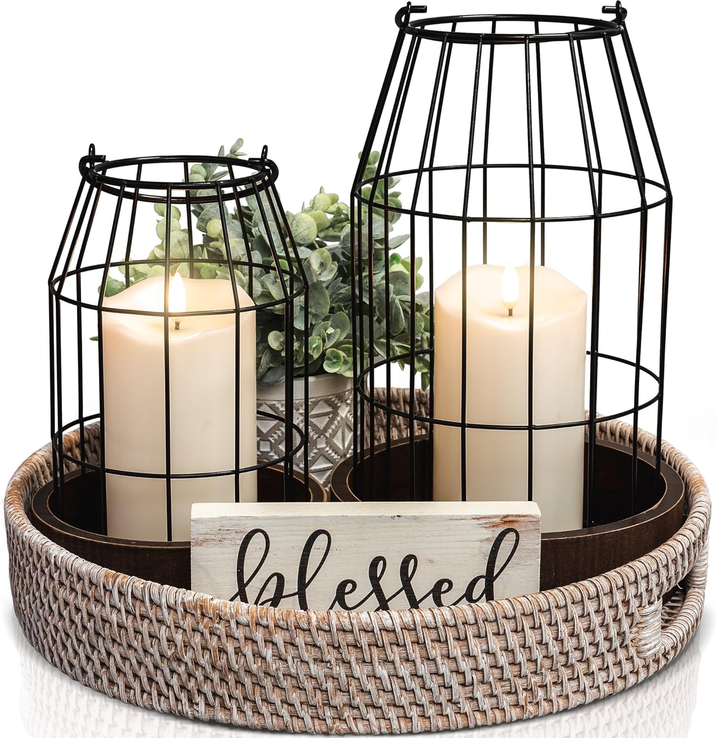 Rustic Farmhouse Lantern Decor Set of 2 for Stylish Homes