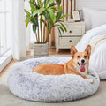 Calming Donut Dog & Cat Bed - Cozy Faux Fur Cuddler