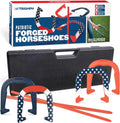 Forged Horseshoe Set with Stakes and Carry Case - Durable Outdoor Play