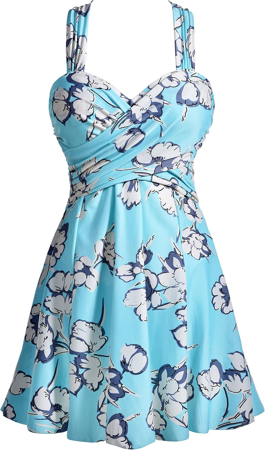 Elegant Crossover One Piece Swimdress for Women by COCOPEAR