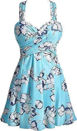 Elegant Crossover One Piece Swimdress for Women by COCOPEAR