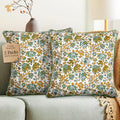 CPC 100% Cotton Throw Pillow Covers 18x18 in Set of 2 - Blue Topaz