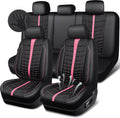 Black Pink 3D Foam Mesh Leather Car Seat Covers Full Set - Breathable