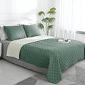 Easy-Going King Size Reversible Quilt Set - Water Resistant Cyan/Ivory