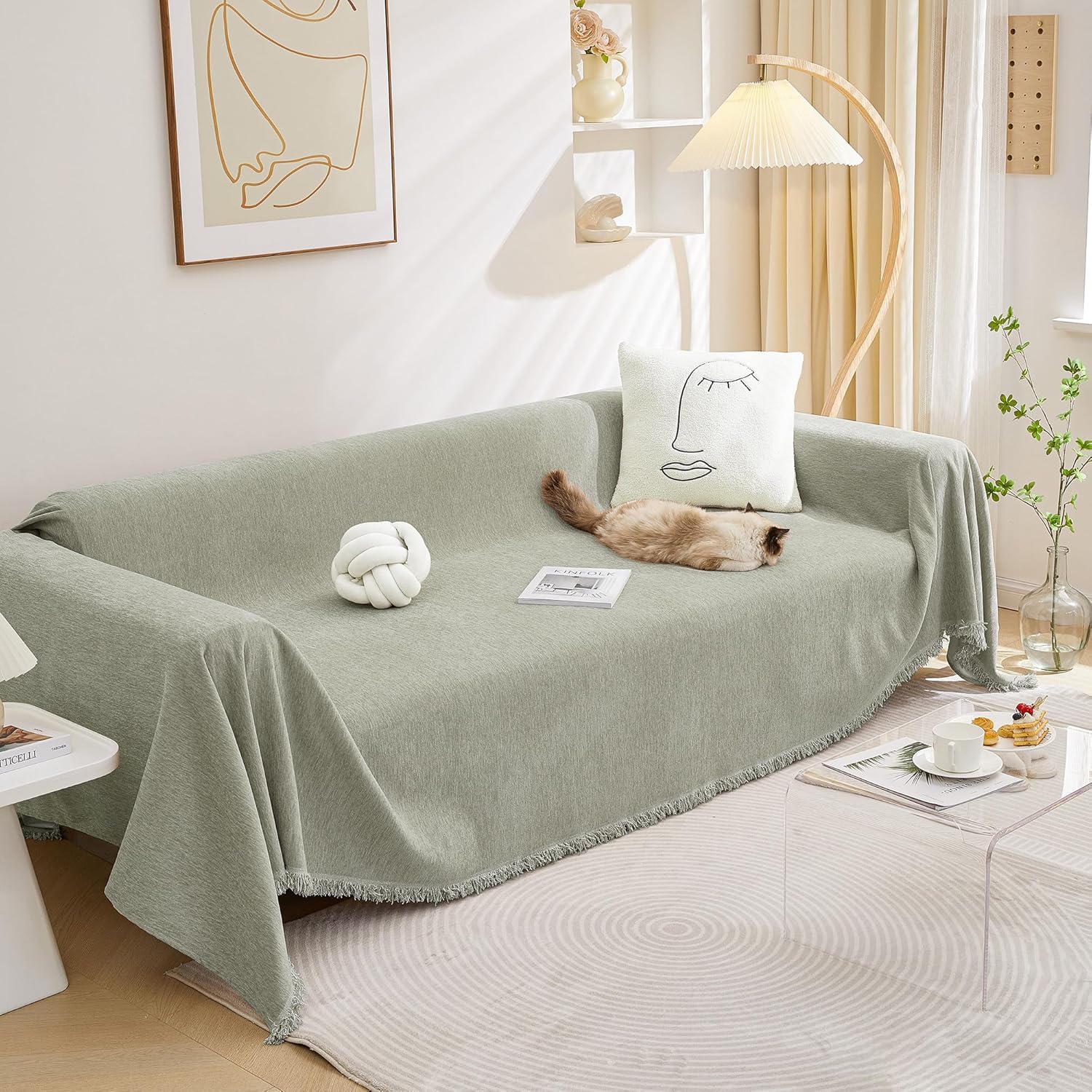 MEETSKY Sectional Couch Covers for Dog Chenille Sofa Protection