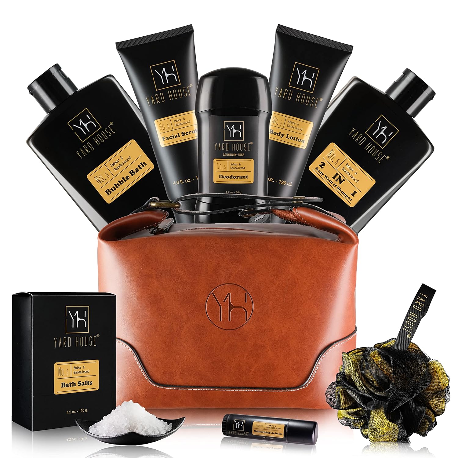 Luxurious Men's Spa Bath and Body Gift Set - Sandalwood Amber