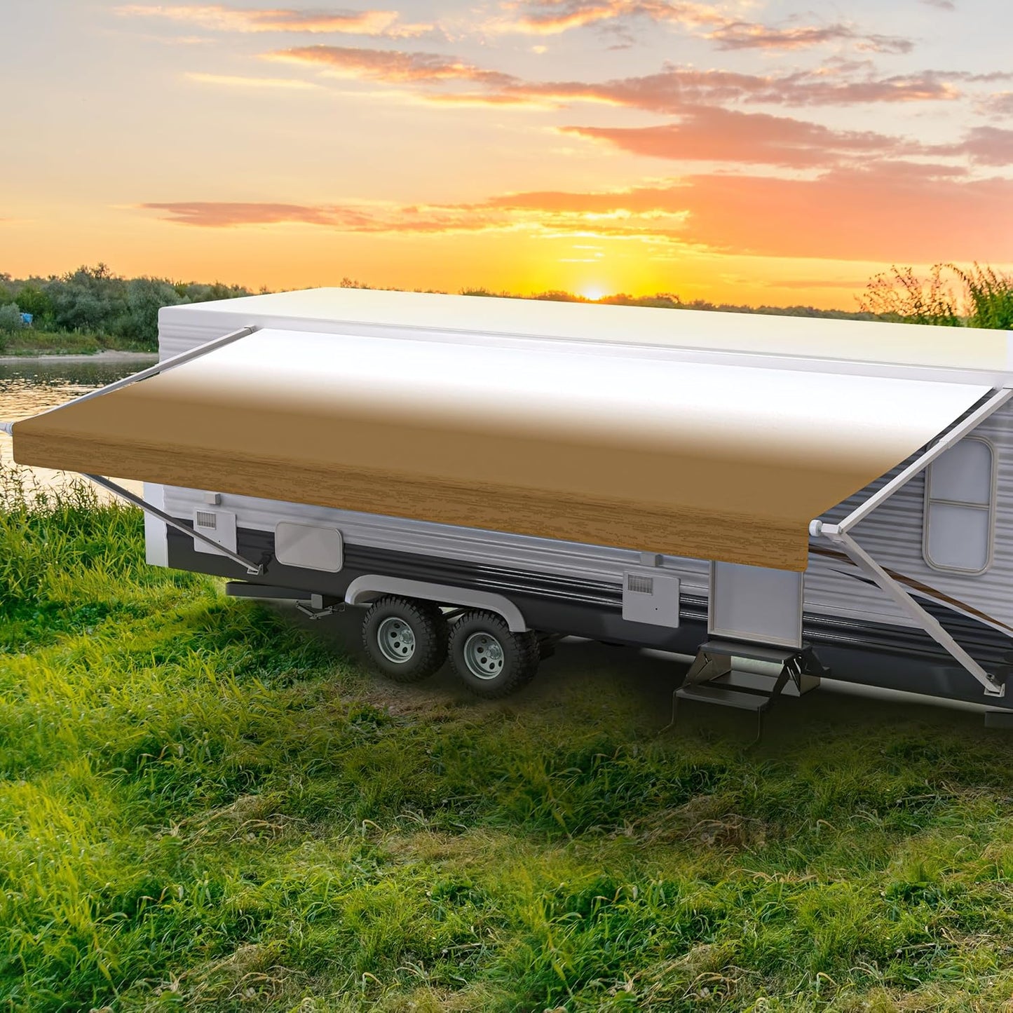 Premium RV Awning Fabric Replacement by ShadePro - 19ft Dune Fade
