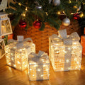 Set of 3 Christmas Lighted Gift Boxes - Plug-In LED Holiday Decor