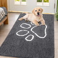 Dog Door Mat 47x32 in Dark Grey White - Absorbent Chenille Mud Trapper