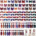 Plaid Dog Bow Tie Collar Set 100 Pieces - Adjustable Pet Neckties