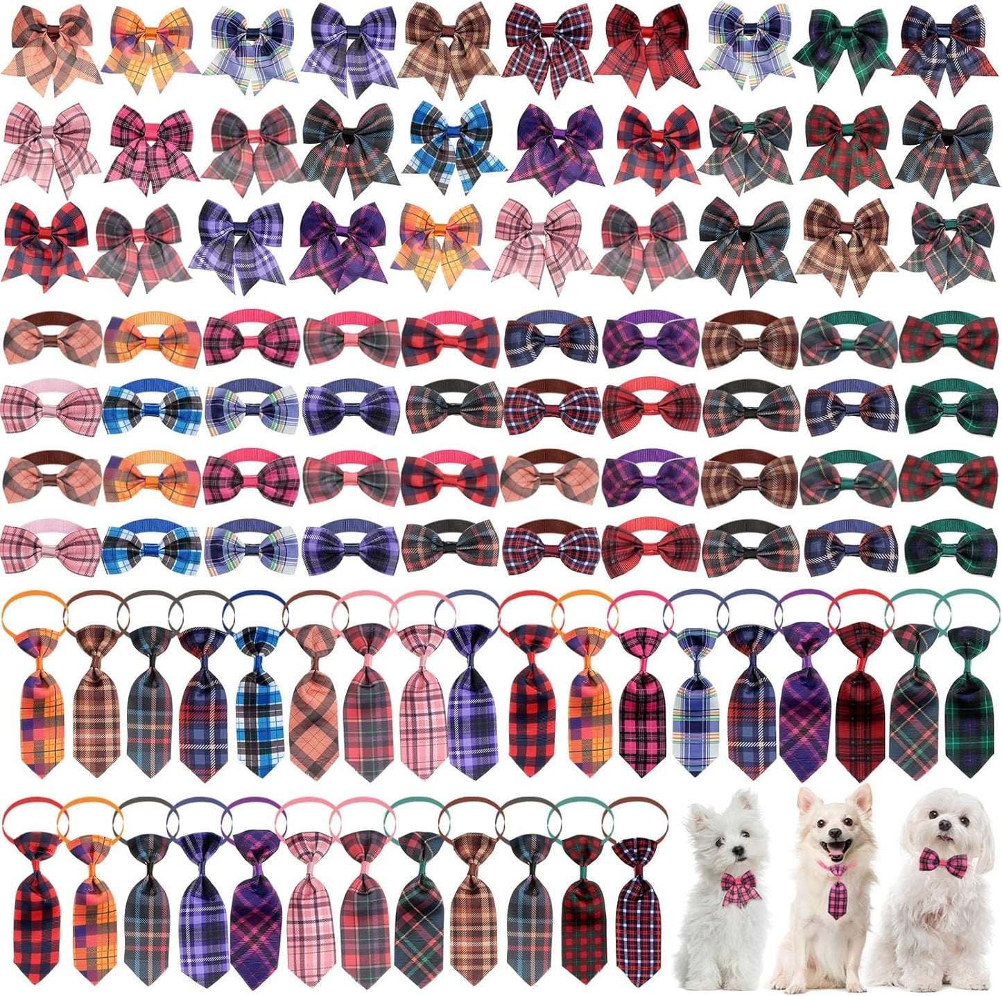 Reginary 100 Pieces Dog Bow Tie Collar Set for Stylish Pets
