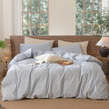 MooMee Striped Duvet Cover Set Queen 90x90 - Soft Washed Cotton