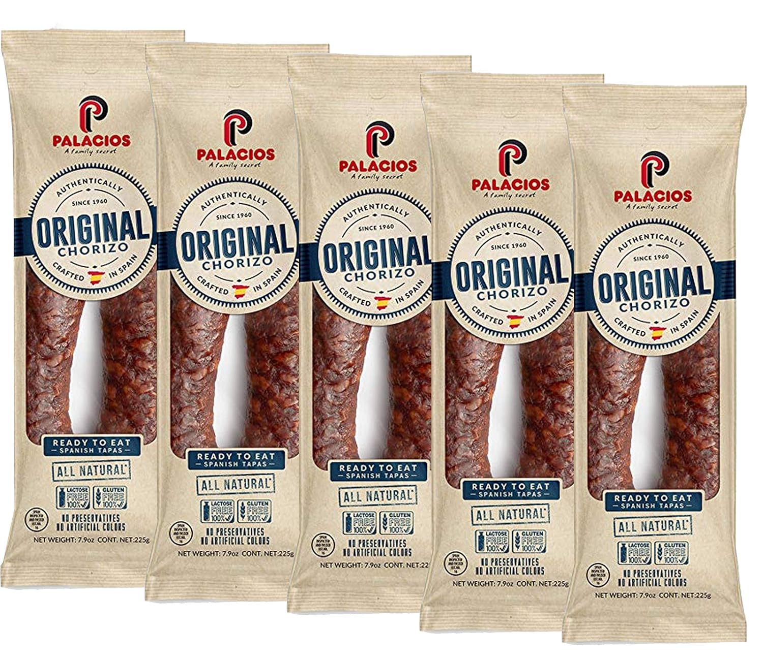 Palacios Mild Chorizo - Gourmet Spanish Sausage Pack of 5