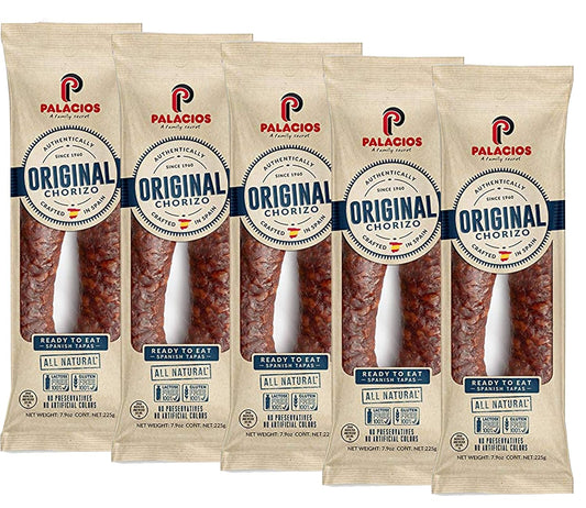 Palacios Mild Chorizo - Gourmet Spanish Sausage Pack of 5