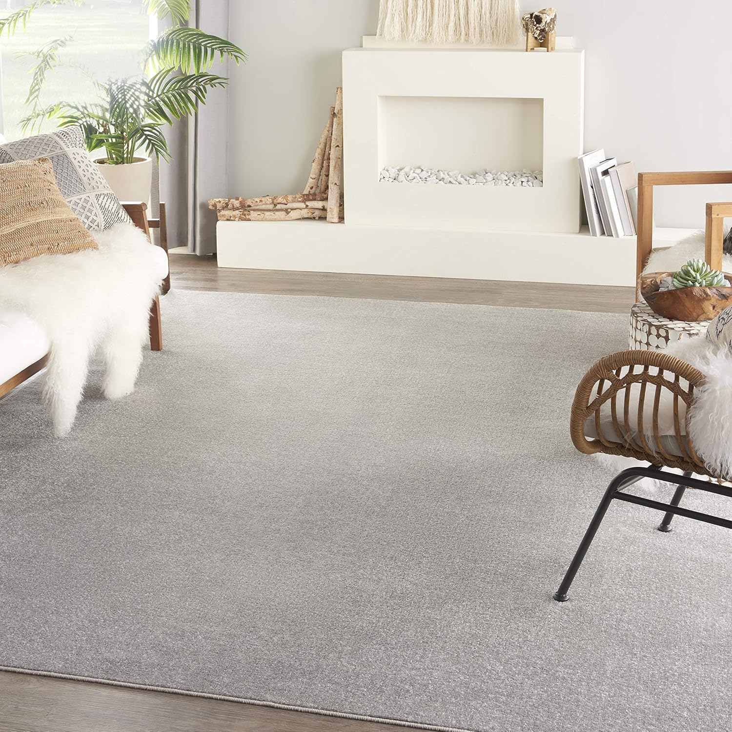 Nourison Home Essentials Indoor/Outdoor Silver Grey Area Rug