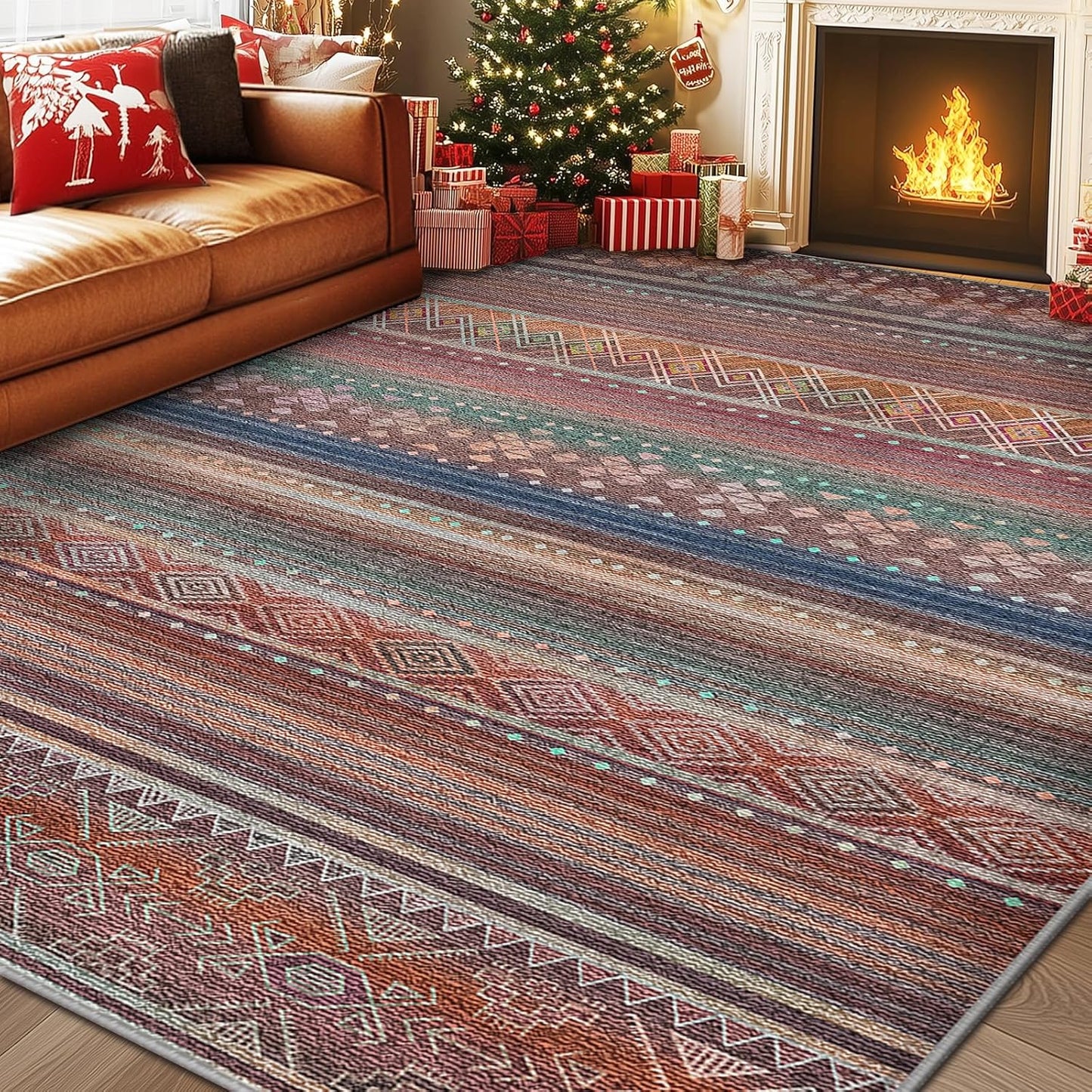 8x10 Area Rugs for Living Room - Washable Moroccan Design