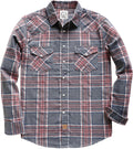 Dubinik Flannel Shirt for Men Long Sleeve Pearl Snap Western Plaid
