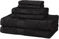 Fade Resistant Bath, Hand and Washcloth Set - Black 6-Piece