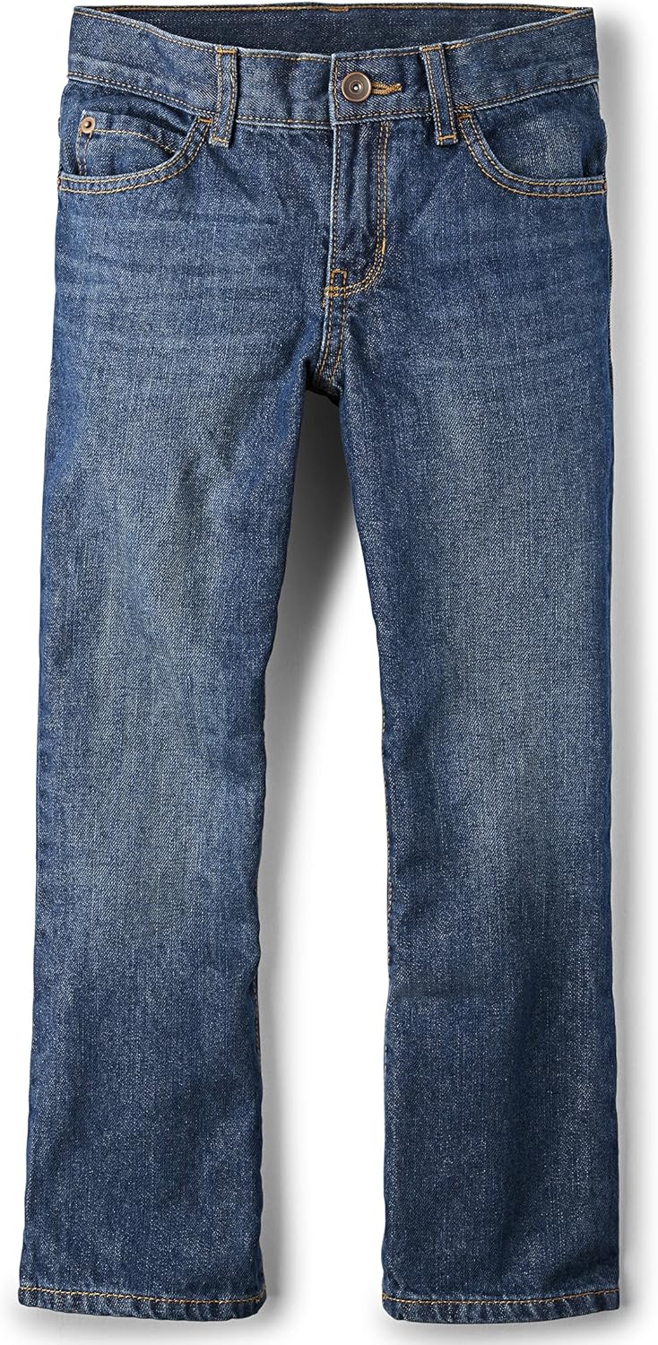 Boys' Bootcut Jeans with Adjustable Waist and 5-Pocket Style