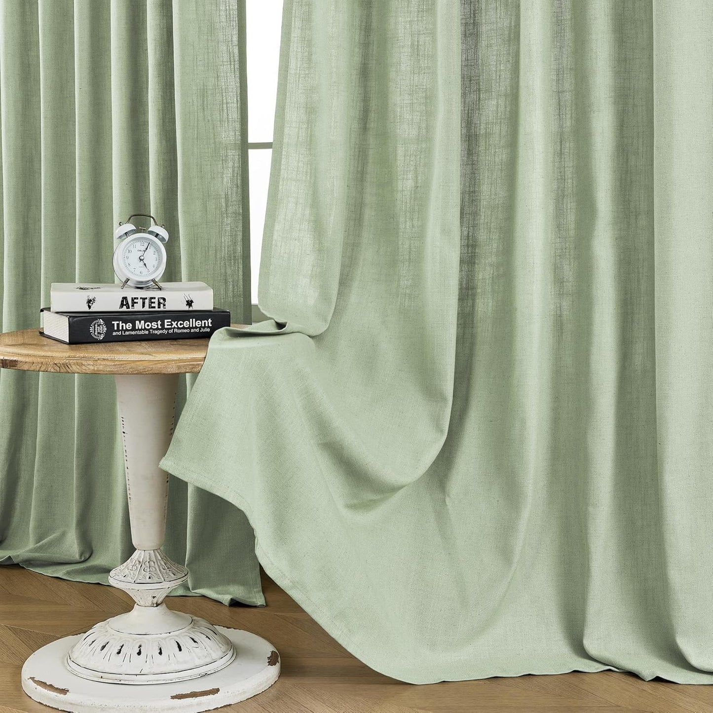 Joydeco Linen Curtains for Living Room, Light Filtering Drapes