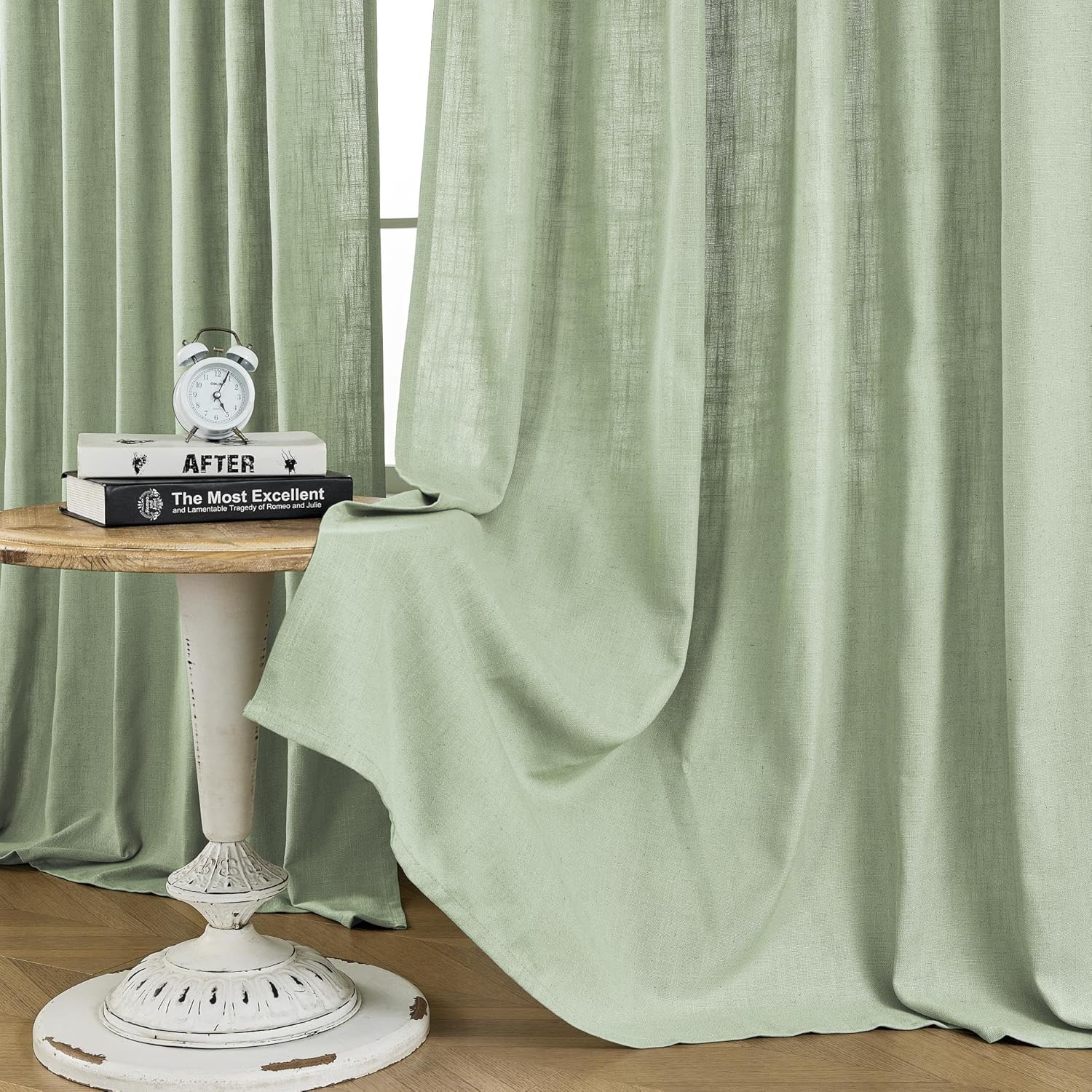 Joydeco Linen Curtains for Living Room, Light Filtering Drapes