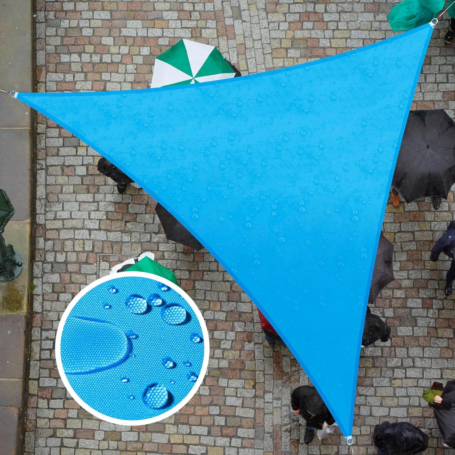 Custom Size Blue Triangle Waterproof Sun Shade Sail for Outdoors