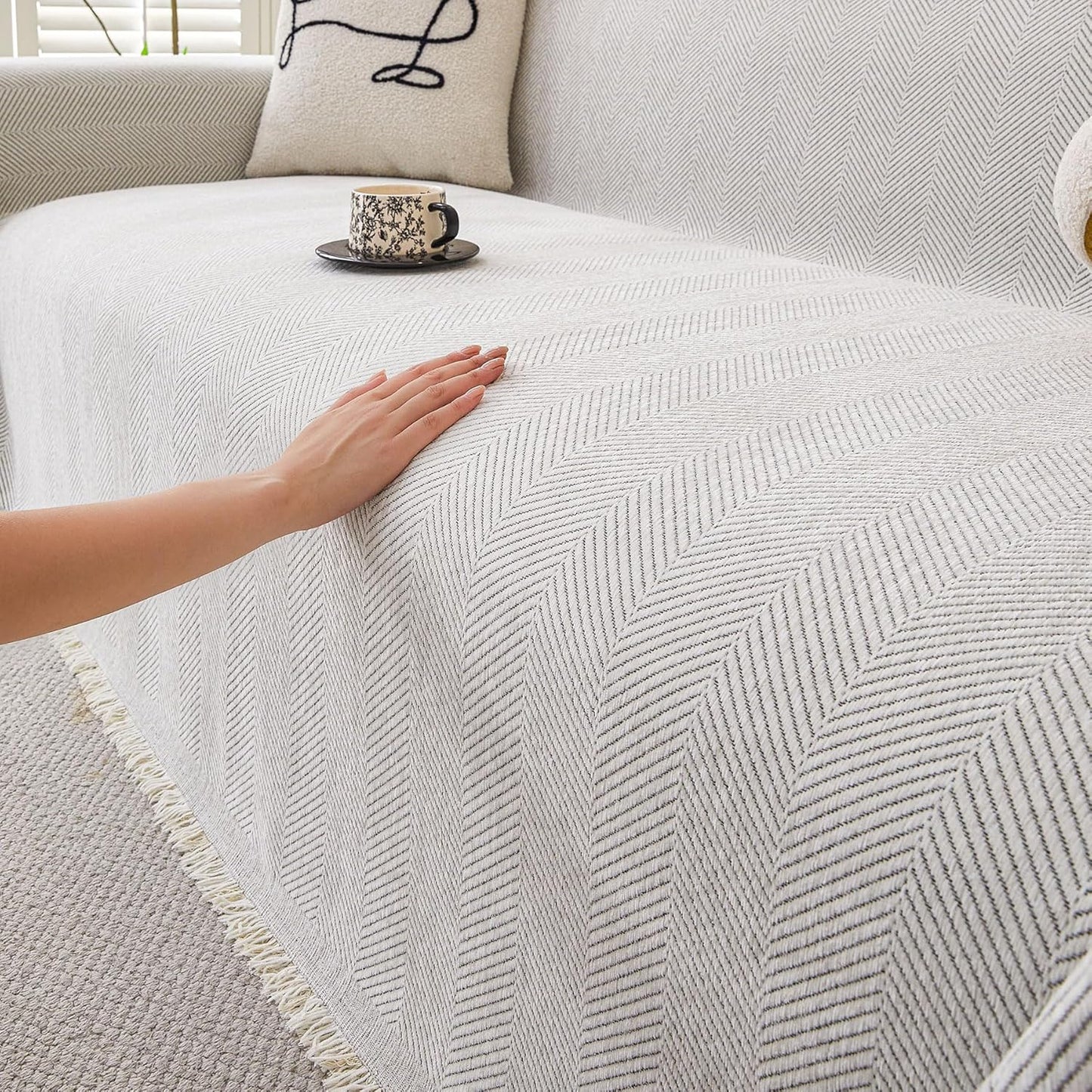 HAOMAIJIA Non Slip Couch Cover for 3 Cushion Sofa Protector
