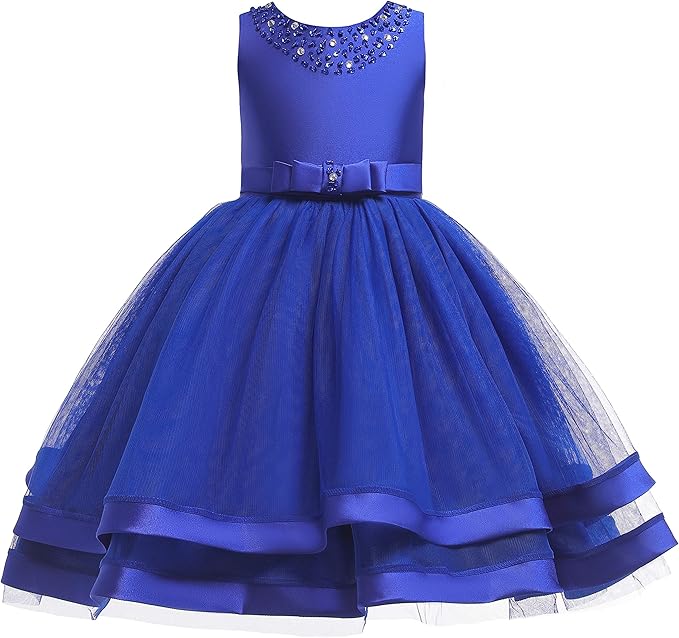 Glamulice Flower Girls Ruffles Vintage Embroidered Lace Dress