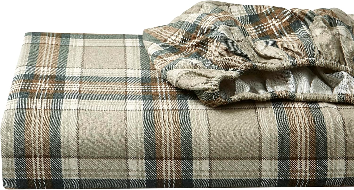 Eddie Bauer King Sheets Set - Cozy Cotton Flannel Bedding