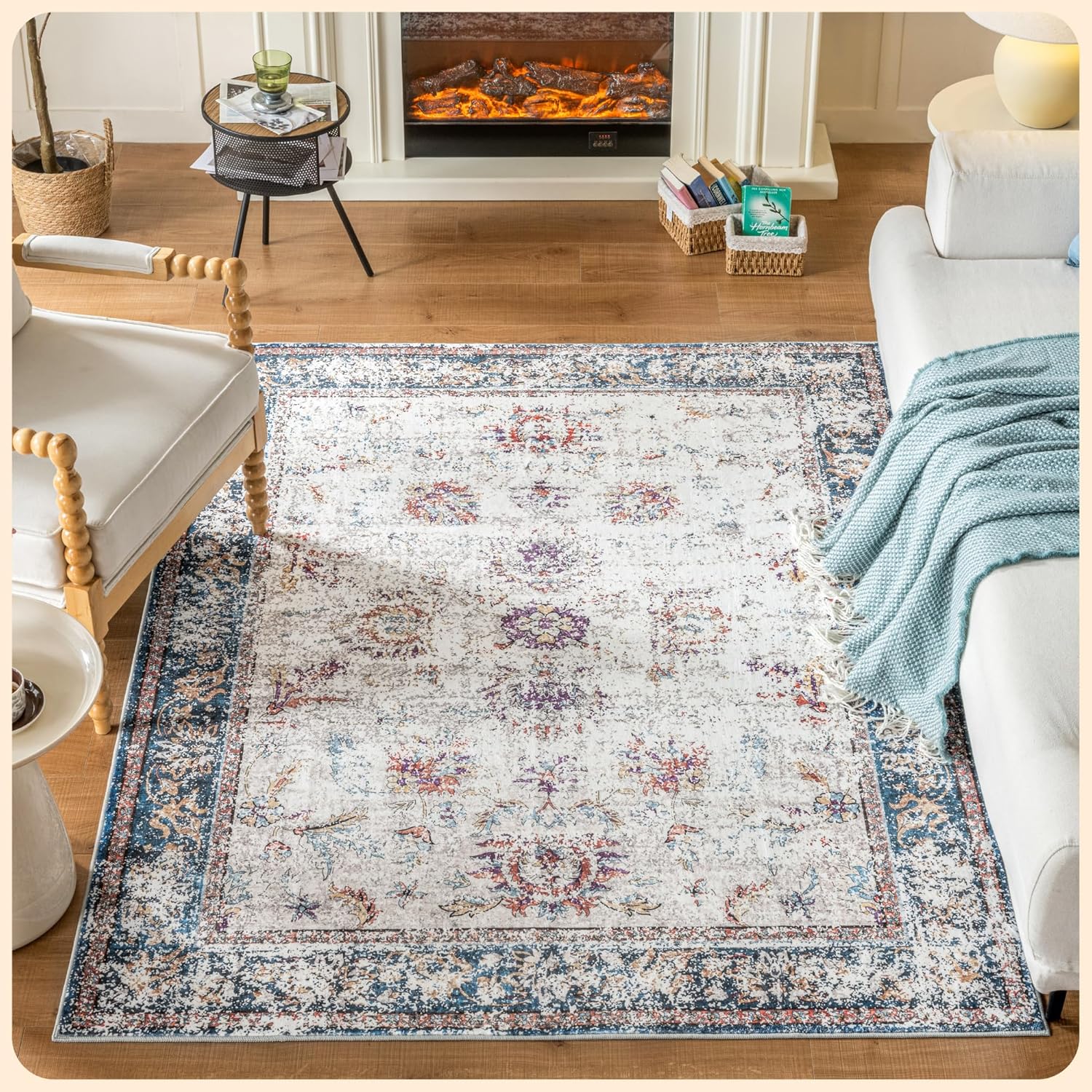 Istana Colorful Area Rug 5x7 - Eco-Friendly & Washable Design