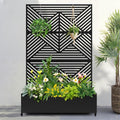 73in x 47in Black Metal Raised Garden Bed with Trellis - Mobile