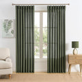 RAIN CITY 100 in Pinch Pleated Curtains 2 Panels Set - Olive Green