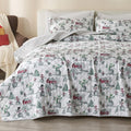 King Christmas Quilt Set with Shams - Reversible Holiday Bedspread