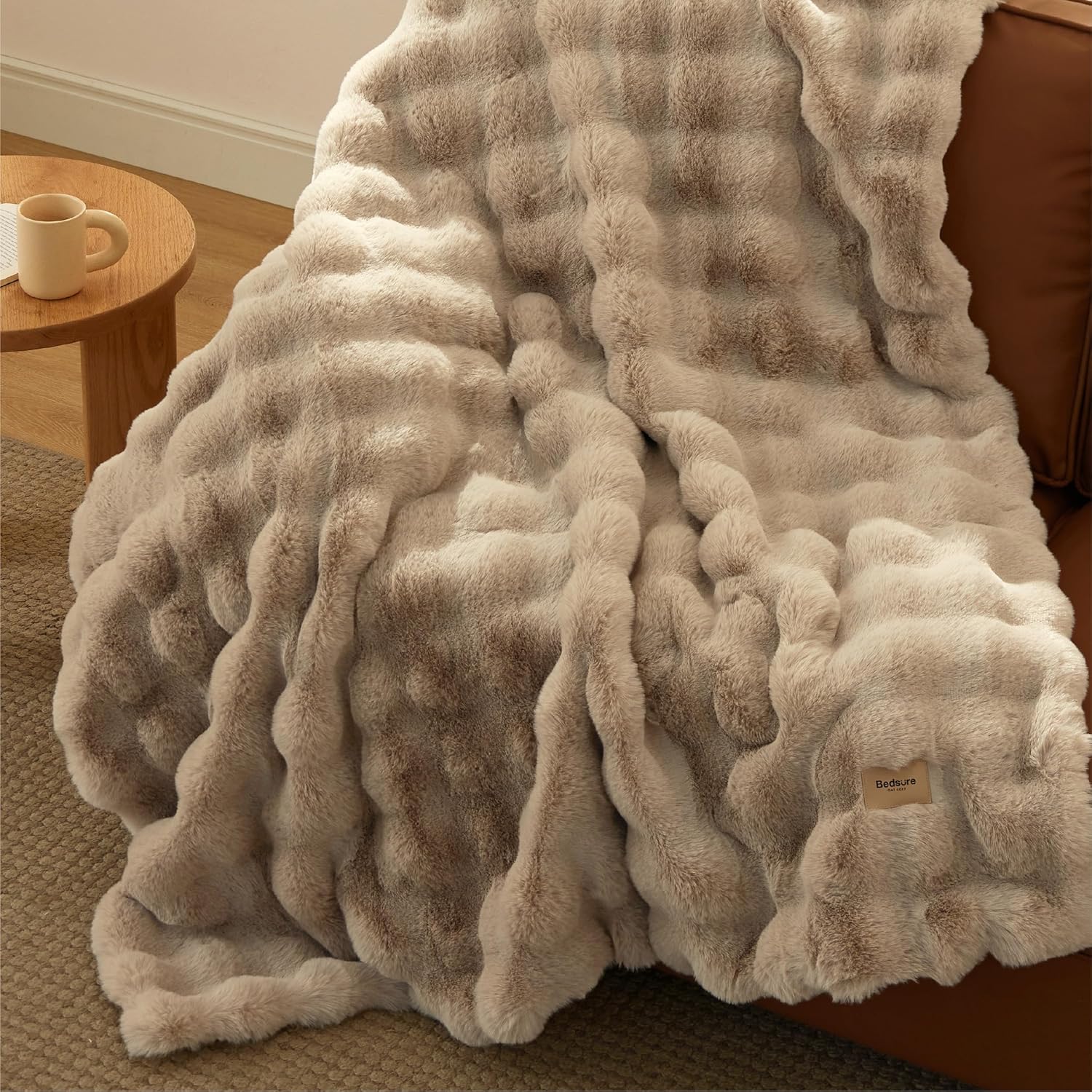 Bedsure GentleSoft Fluffy Faux Fur Throw Blanket for Cozy Comfort