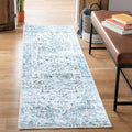 Caria Washable Non-Slip 7 ft Runner - Ivory Blue Gray Traditional