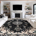 MUJOO 9x12 Area Rug - Washable Boho Distressed Floral for Living Room